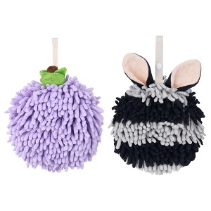 REGALWOVEN 2 Pcs Comfortable Soft Absorbent Chenille Ball Fuzzy Hand Towels - 1 of 4