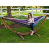 The Hamptons Collection 102” Yellow and Purple Striped Brazilian Style Hammock with Stand - 4 of 4