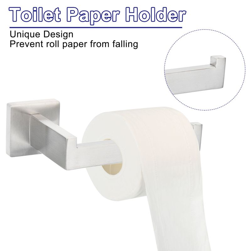 Unique Bargains Bathroom Stainless Steel Wall Mounted Towel Toilet Paper Holder and Hook Kits, 3 of 7