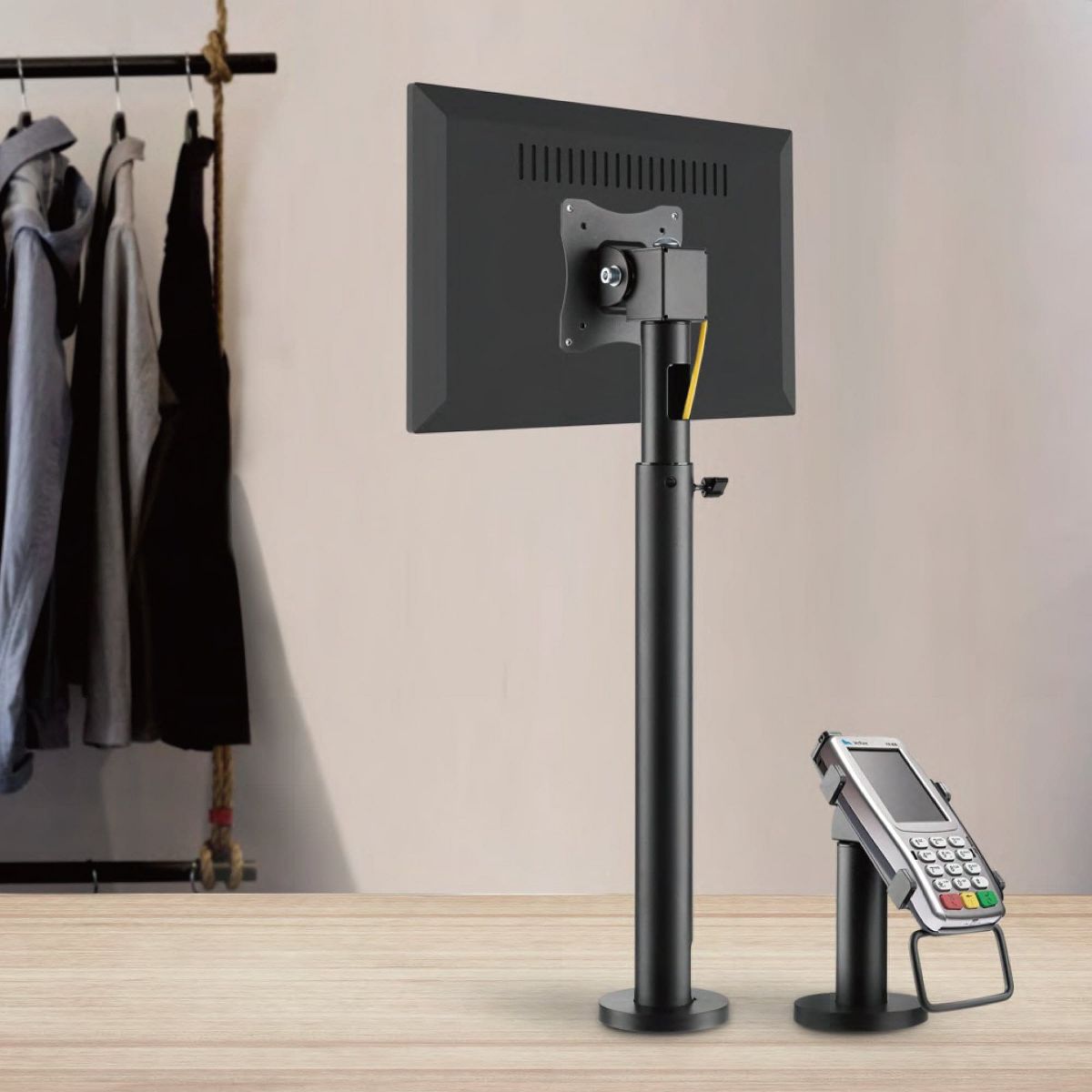 Mount-It! 7" Pole Credit Card POS Terminal Stand to Mount The VeriFone VX520, Anti-Theft Locking, Tilt, Swivel | Black - thumbnail 3