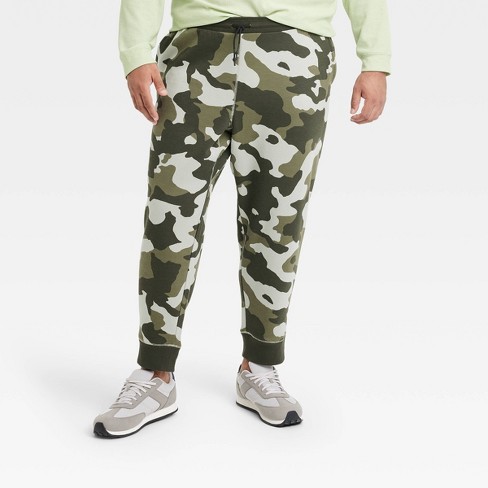 Men's Big Camo Print Cotton Fleece Joggers - All In Motion™ Olive