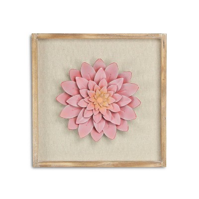 Cheung's Vita Framed Elegant Pink Flower on Brown Frame