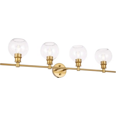 Elegant Collier 4-Light Brass and Clear Glass Dimmable Wall Sconce
