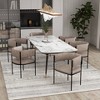 LeisureMod Upholstered Dining Chair in Leather/Fabric/Velvet with Iron Legs Set of 4 Cyril Series - 3 of 4