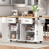 Okak Kitchen Island with Drop Leaf and Power Outlet, Rolling Kitchen Island with 4 Doors, 5 Drawers and Adjustable Shelves for Dining Room - 2 of 4