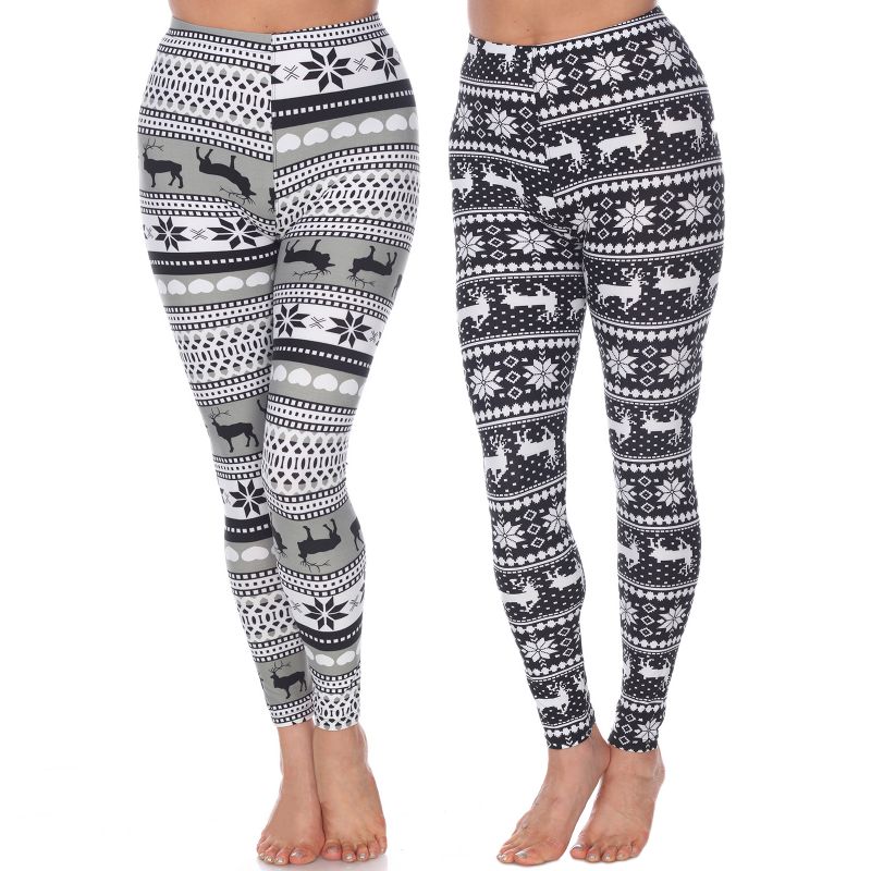 Women's Pack of 2 Leggings - One Size Fits Most - White Mark, 1 of 2