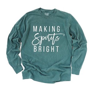 Simply Sage Market Women's Making Spirits Bright Long Sleeve Garment Dyed Tee - 1 of 4