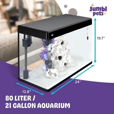 21 Gallon Premium Glass Fish Aquarium Kit with LED Lighting
