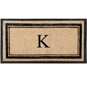 A1HC Natural Rubber Coir Outdoor Doormat 24x48 Monogrammed Anti-Shed Treated Durable Front Door Mat - 1 of 4