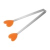 Unique Bargains Stainless Steel Silicone Tips Heart Shape Food Tongs - 3 of 4