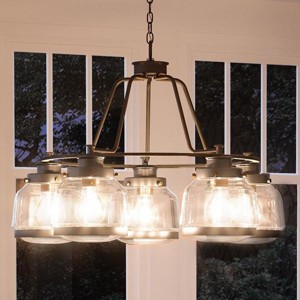 Urban Ambiance Luxury Luxe Industrial Chandelier,  19.25"H x 26"W,  Olde Bronze Finish, UHP2531 - 1 of 4