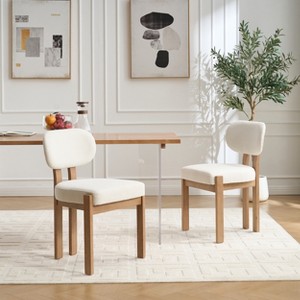 KTMBDW Wooden Dining Chairs Set of 2, 2 Modern Fabric Upholstered Kitchen Side Chairs, Farmhouse Dining Room Chair - 1 of 4