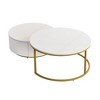 Grungis Nesting Coffee Table Set with Storage Drawer,2-Piece Side Modern Round Fluted Table Combo for Living Room - 3 of 4