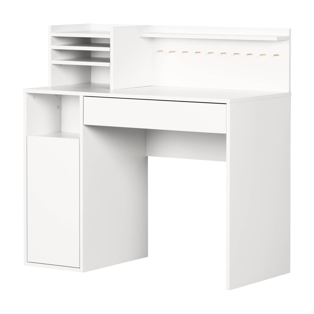 Photos - Office Desk Crea Craft Table Wth Hutch Pure White - South Shore