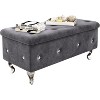 Hooseng End of Bed Storage Bench Safety,  PU Storage Bench with Button Tufted, Storage Ottoman Bench with Flipping Lid and Storage - 3 of 4