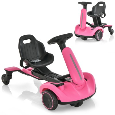 Infans 6V Kids Ride On Drift Car Electric Drifting Go Kart for Kids w/ 360° Spin Pink