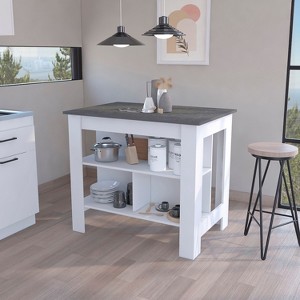 Kumasinova Versatile Kitchen Island Cart with Three Storage Shelves,40.5" Kitchen Cart with Ample Legroom,Spacious Island Table for Dining Room - 1 of 4