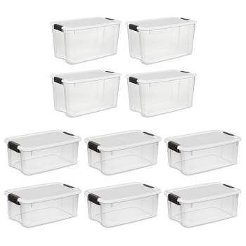 Sterilite 9.5 X 6.5 X 4 Inch Small Open Scoop Front Clear Storage Bin With  Comfortable Carry Through Handles For Household Organization (64 Pack) :  Target