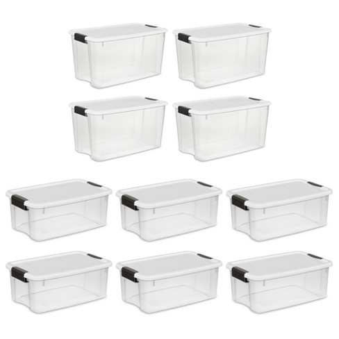 Sterilite 70 Quart (4 Pack) & 30 Quart (6 Pack ) Clear Plastic Stackable  Storage Container Bin Box Tote With White Latching Lid Organizing Solution  : Target