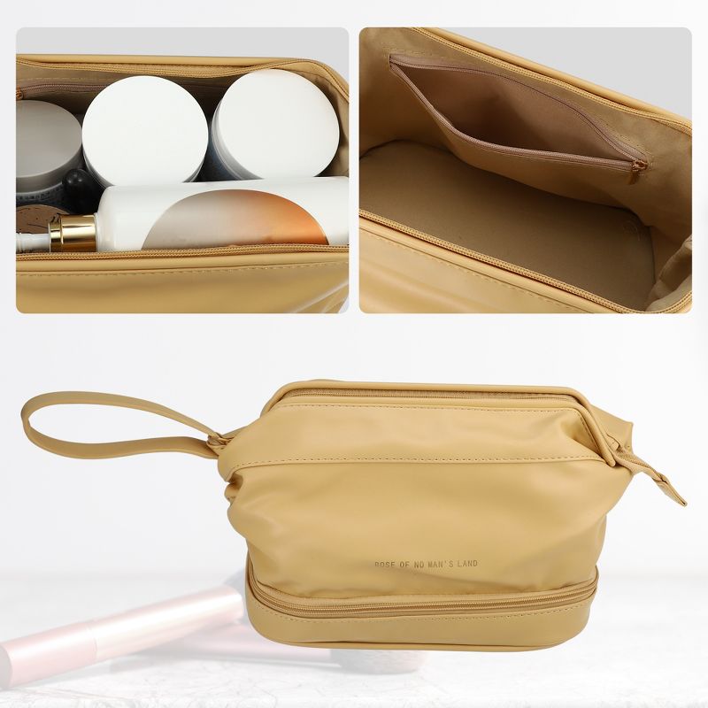 Unique Bargains Cosmetic Travel Bag Makeup Bag Waterproof Organizer Case Toiletry Bag for Women Faux Leather, 2 of 5