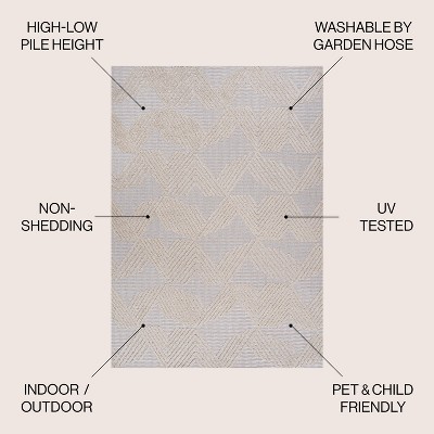 Ivory Geometric Art Deco 8' x 10' Reversible Synthetic Area Rug