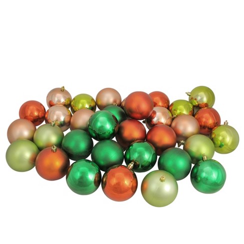 Northlight 32ct Shatterproof Christmas Ball Ornament Set 3.25&quot; - Green/orange : Target