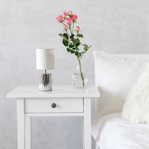 11.61" Tall Ruffled Capsule Bedside Table Desk Lamp with White Drum Fabric Shade - Simple Design - 1 of 4
