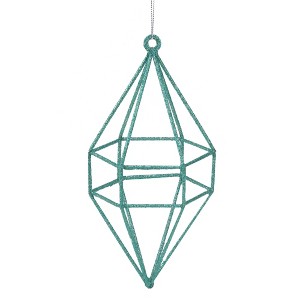 Northlight Turquoise Blue Geometric Glittered Christmas Finial Ornament 7.5" - 1 of 3