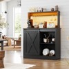 Aheaplus Coffee Bar Cabinet with Charging Station and LED Light, Kitchen Buffet Sidboard with Sliding Barn Door and Top Storage Shelves - 2 of 4