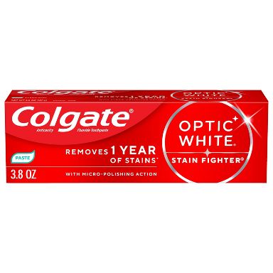 Colgate Optic White Stain Fighter Teeth Whitening Toothpaste - Anticavity Toothpaste with Fluoride - Clean Mint - 3.8oz