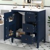 30"W Bathroom Vanity with Resin Basin, 3 Drawers and 2 Door Shelves 4B - ModernLuxe - 2 of 4