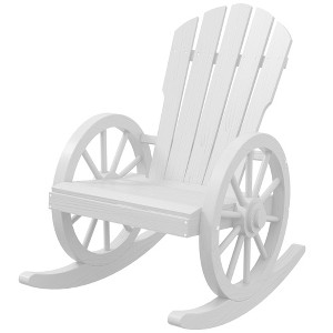 Wooden Rocking Chair, Adirondack Rocker Chair w/ Slatted Design and Oversized Back, for Porch, and Garden - 1 of 4