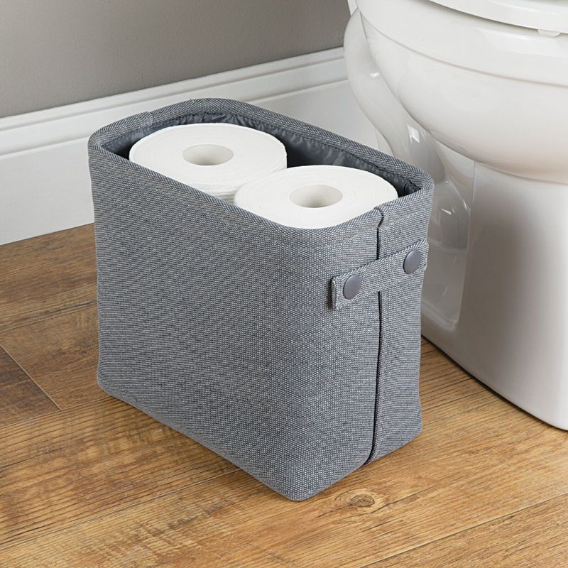 mDesign Cotton Fabric Bathroom Storage Organizer Bin Basket, 2 of 9