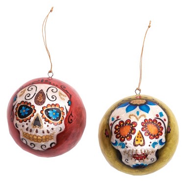 Gallerie II Dia de Muertos Sugar Skull Ball Ornament A/2