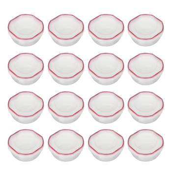Sterilite 03938604 Rocket Red Ultra Seal 2.5 Quart Clear Plastic Food Storage Latching Bowl Containers with Tight Lids, Clear/Red (16 Pack)