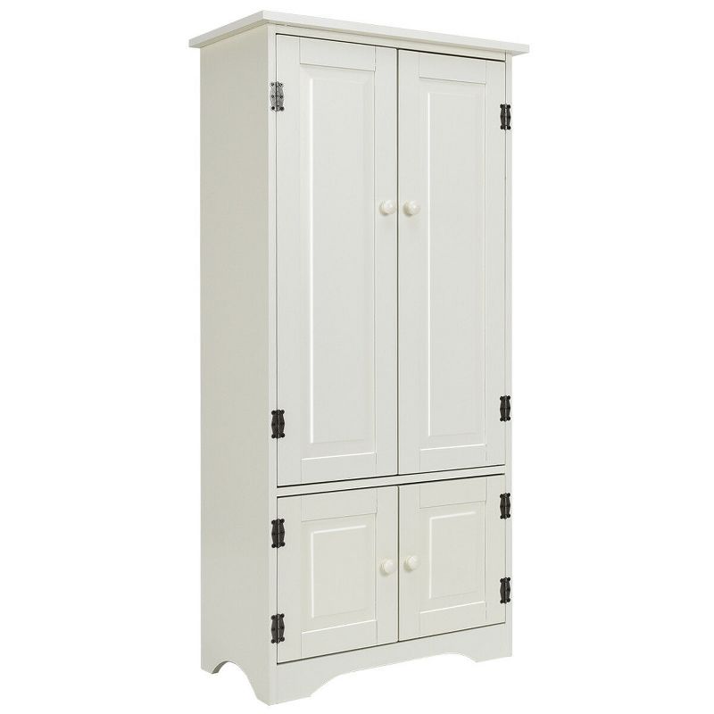 Costway Accent Storage Cabinet Adjustable Shelves Antique 2 Door Floor Cabinet Cream White, 1 of 11