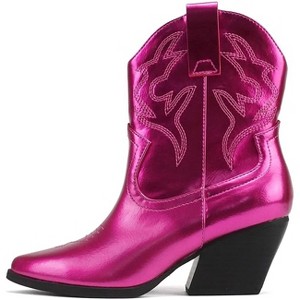 Soda “BLAZING” Women's Western Ankle Boots, Stitched, Pointed Toe, Low Heel - 1 of 4