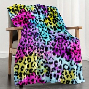 Lomsoe Ultra-Soft Leopard Print Throw Blanket, All-Season Cozy Flannel Blanket, Colorful Stylish for Beds and Sofas Christmas Gift. - 1 of 4
