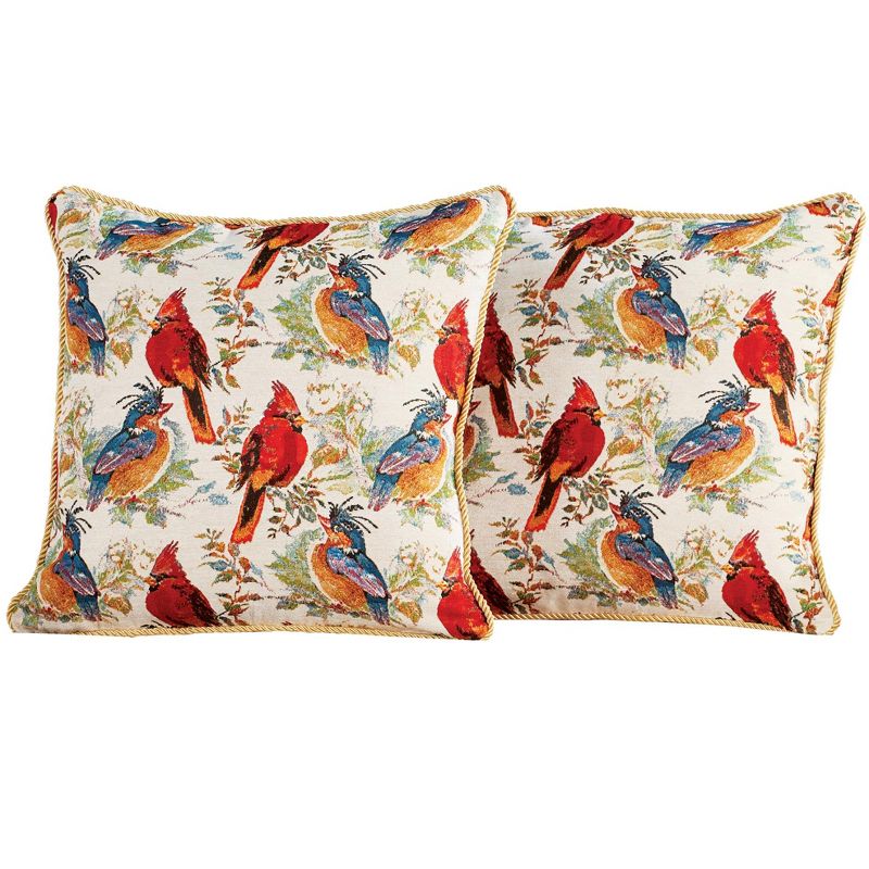 Collections Etc Birds Tapestry Accent Pillow Covers - Set of 2 THROW, 1 of 3