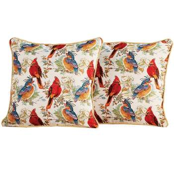 Collections Etc Birds Tapestry Accent Pillow Covers - Set of 2 THROW