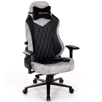 Costway Gaming Chair 360° Swivel Computer Reclining Height Adjustable 4D Armrest Grey