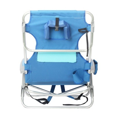 Blue Aluminum Adjustable Chaise Lounge Beach Chair with Cushions