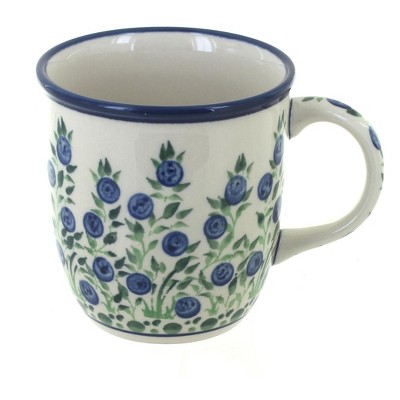 Blue Rose Polish Pottery Porcelain Vine Coffee Mug