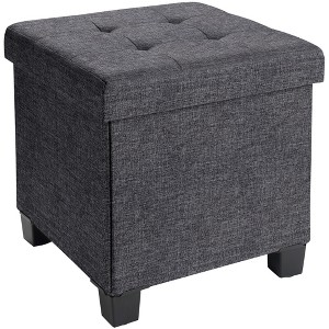 Ornavo Home 15 Inch Square Linen Storage Ottoman with Legs - 1 of 4