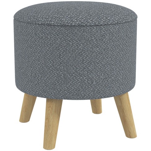 Homcom Storage Ottoman, Round Footstool With Linen Feel Fabric