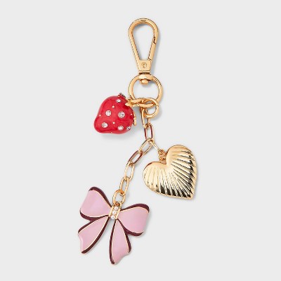 Strawberry Bow Heart Bag Charm - A New Day™