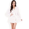 Anna-Kaci Lounge Women's Heart Print Lounge Set with Open Front Shirt, Tie Waist Shorts, and Matching Belt- Pink,Small - 2 of 4