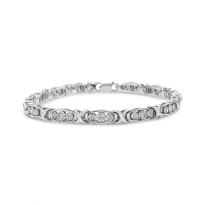 Haus of Brilliance Silver 1/10 Cttw Diamond Miracle Set 3 Stone Link Bracelet - 1 of 4