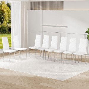 Sapphtopaz Modern Dining Chairs Set with Diamond Quilted High-Back PU Leather Dining Chair with Metal Legs Kitchen Chair for Dining Room - 1 of 4