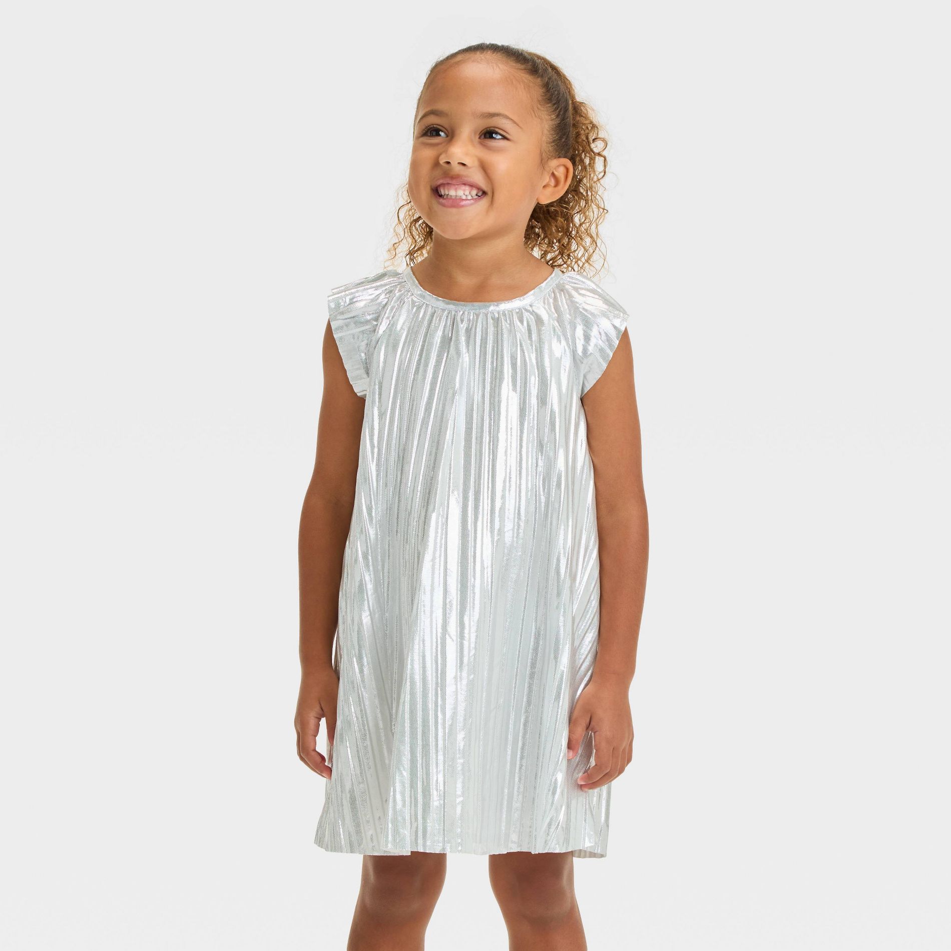 OshKosh B'gosh Toddler Girls' Shimmer Dress - Silver 12M